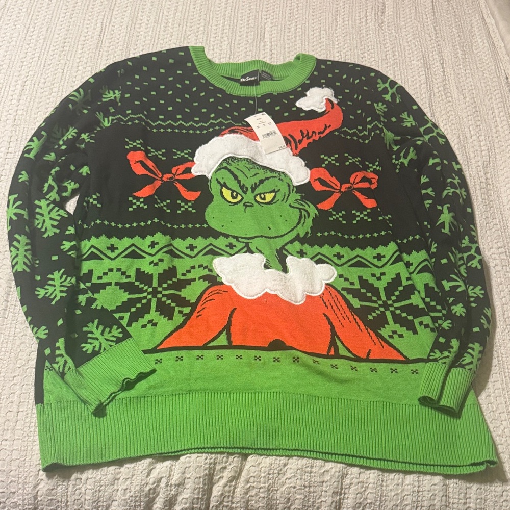Dr. Seuss Grinch Sweater - Green, Black, and Red